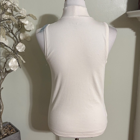 LOFT Cream Sleeveless Turtleneck Blouse - Picture 4 of 4